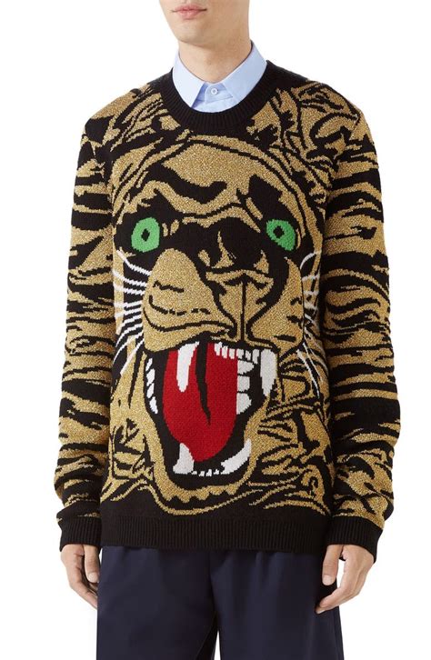 gucci tiger sweater blackish|Gucci tiger button up.